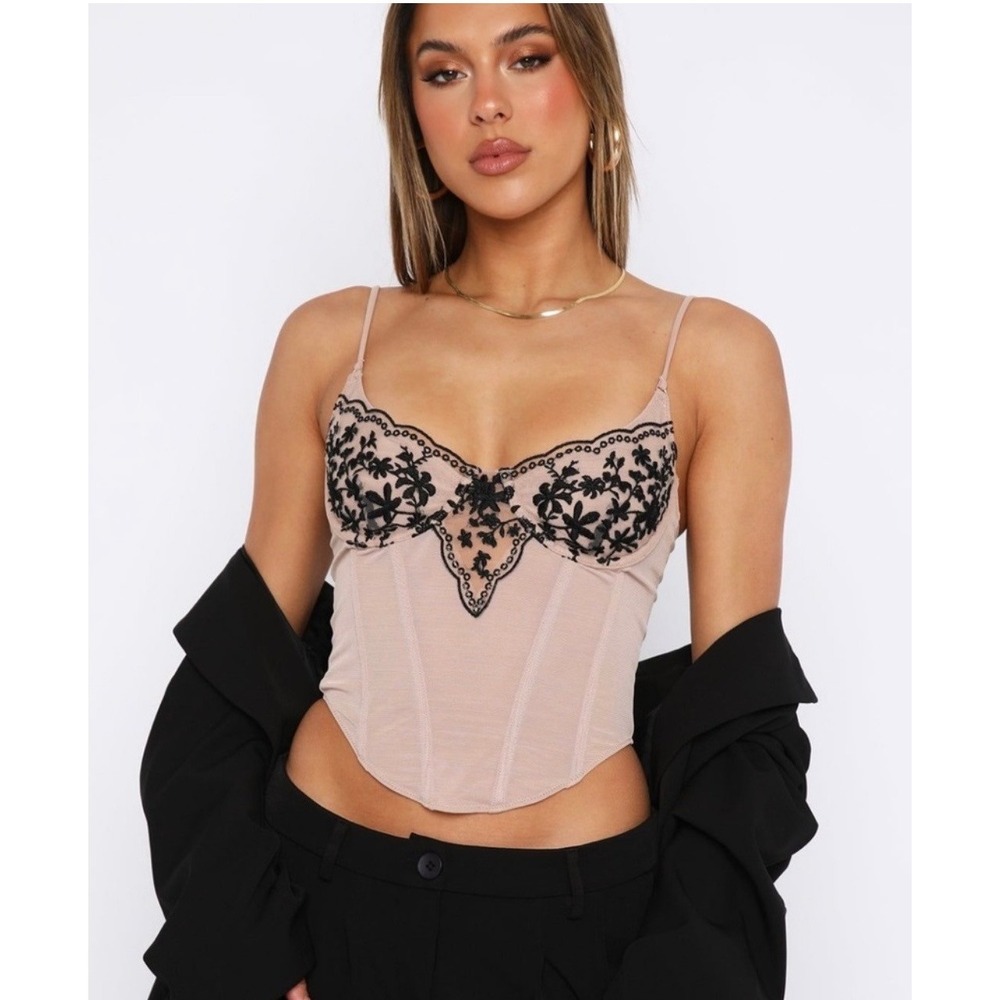 White Fox Corset Top Women S Tan Black